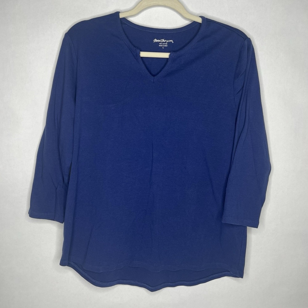 NORM THOMPSON 3/4 Sleeve V Neckline Purple‎ Pullover Top Size Large